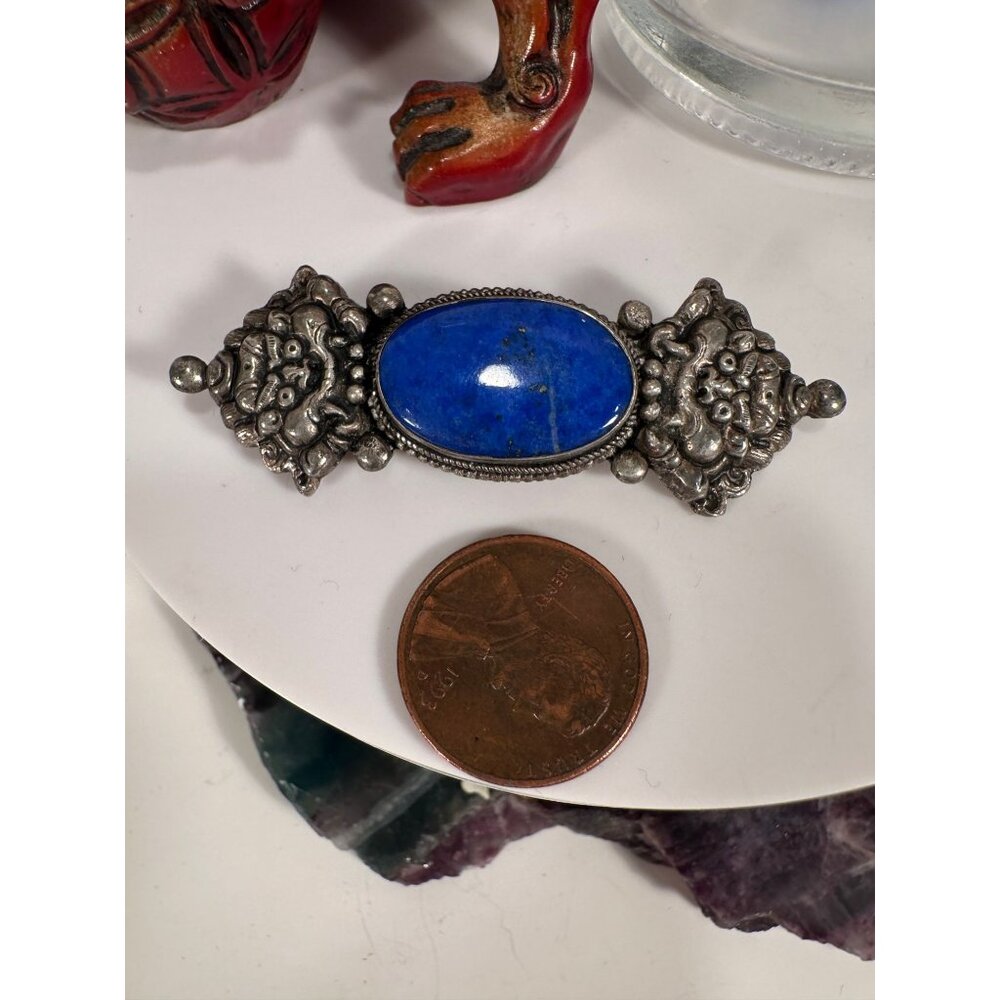 LOT VTG 5 Sterling Brooches Pins Onyx, Enamel, Lapis, Rhinestones, Dachshund